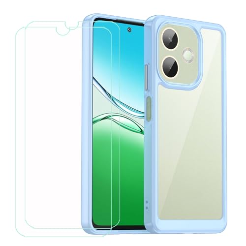LCEHTOGYE 2 Stück Displayschutz für Oppo A5 Pro 4G + Hülle, Handyhülle Schutzhülle Cover TPU Case Handytasche - Gehärtetes Folie Schutzfolie für Oppo A5 Pro 4G (6,7")-MFXC - Blau1 von LCEHTOGYE