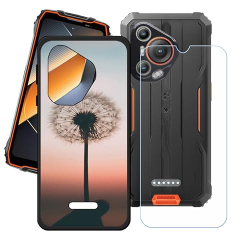 LCEHTOGYE Hülle für Blackview BL7000 + Gehärtetes Glas Film Schutzfolie,Schwarz Schutzhülle Weich Silikon HandYhülle TPU Case Cover für Blackview BL7000 (6,78")- LH37 von LCEHTOGYE