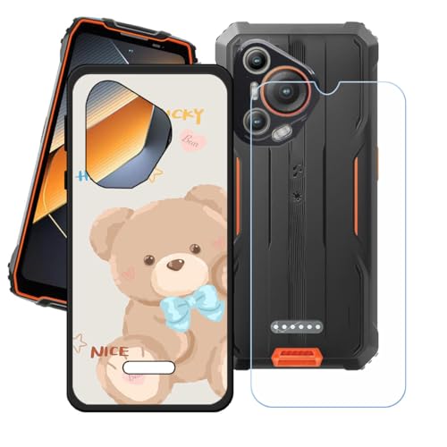 LCEHTOGYE Hülle für Blackview BL7000 + Gehärtetes Glas Film Schutzfolie,Schwarz Schutzhülle Weich Silikon HandYhülle TPU Case Cover für Blackview BL7000 (6,78")- LH70 von LCEHTOGYE