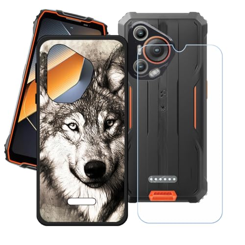 LCEHTOGYE Hülle für Blackview BL7000 + Gehärtetes Glas Film Schutzfolie,Schwarz Schutzhülle Weich Silikon HandYhülle TPU Case Cover für Blackview BL7000 (6,78")- LH8 von LCEHTOGYE
