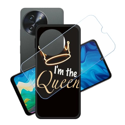 LCEHTOGYE Hülle für Doogee Note 59 Pro + Gehärtetes Glas Film Schutzfolie,Schwarz Schutzhülle Weich Silikon HandYhülle TPU Case Cover für Doogee Note 59 Pro (6,75")- LH26 von LCEHTOGYE