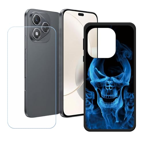 LCEHTOGYE Hülle für Honor 400 Lite + Gehärtetes Glas Film Schutzfolie,Schwarz Schutzhülle Weich Silikon HandYhülle TPU Case Cover für Honor 400 Lite (6,70")- LH48 von LCEHTOGYE