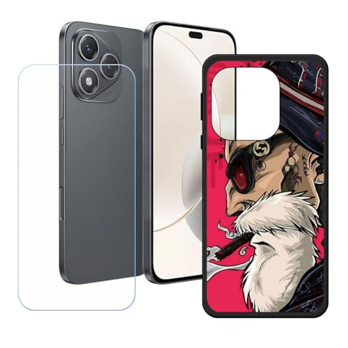 LCEHTOGYE Hülle für Honor 400 Lite + Gehärtetes Glas Film Schutzfolie,Schwarz Schutzhülle Weich Silikon HandYhülle TPU Case Cover für Honor 400 Lite (6,70")- LH49 von LCEHTOGYE