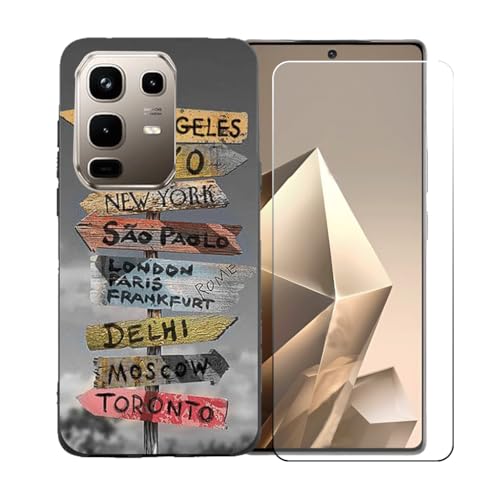 LCEHTOGYE Hülle für Infinix Note 50 Pro+ + Gehärtetes Glas Film Schutzfolie,Schutzhülle Weich Silikon Handyhülle Flexibel TPU Case Cover für Infinix Note 50 Pro+ (6,78") - BST17 von LCEHTOGYE