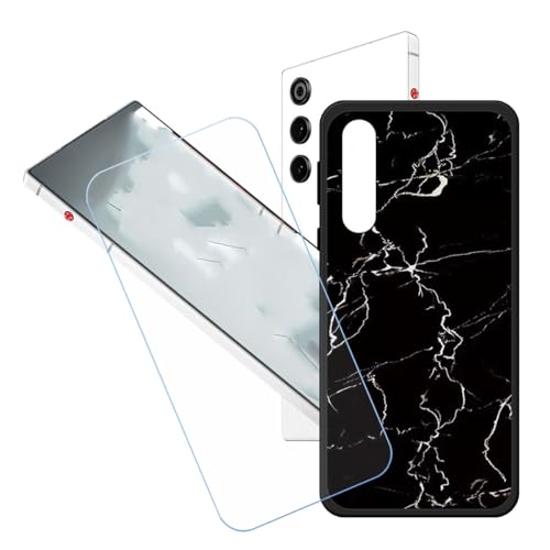 LCEHTOGYE Hülle für Nubia Red Magic 10 Air + Gehärtetes Glas Film Schutzfolie,Schwarz Schutzhülle Weich Silikon HandYhülle TPU Case Cover für Nubia Red Magic 10 Air (6,80")- LH13 von LCEHTOGYE