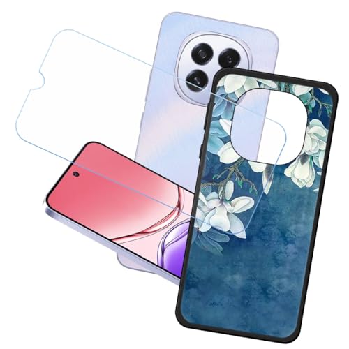 LCEHTOGYE Hülle für Oppo A5 2025 + Gehärtetes Glas Film Schutzfolie,Schwarz Schutzhülle Weich Silikon HandYhülle TPU Case Cover für Oppo A5 2025 (6,70")- LH22 von LCEHTOGYE