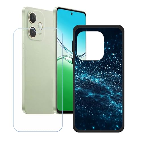 LCEHTOGYE Hülle für Oppo A5 Pro CPH2711 + Gehärtetes Glas Film Schutzfolie,Schwarz Schutzhülle Weich Silikon HandYhülle TPU Case Cover für Oppo A5 Pro CPH2711 (6,67")- LH57 von LCEHTOGYE