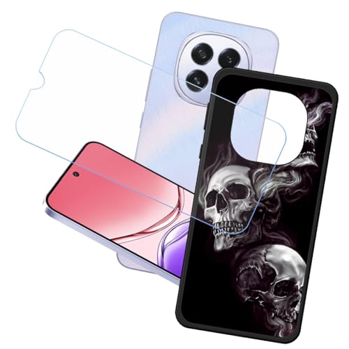 LCEHTOGYE Hülle für Oppo F29 5G + Gehärtetes Glas Film Schutzfolie,Schwarz Schutzhülle Weich Silikon HandYhülle TPU Case Cover für Oppo F29 5G (6,70")- LH56 von LCEHTOGYE