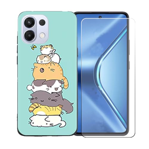 LCEHTOGYE Hülle für Oppo K12S 5G + Gehärtetes Glas Film Schutzfolie,Schutzhülle Weich Silikon Handyhülle Flexibel TPU Case Cover für Oppo K12S 5G (6,67") - LLM39 von LCEHTOGYE