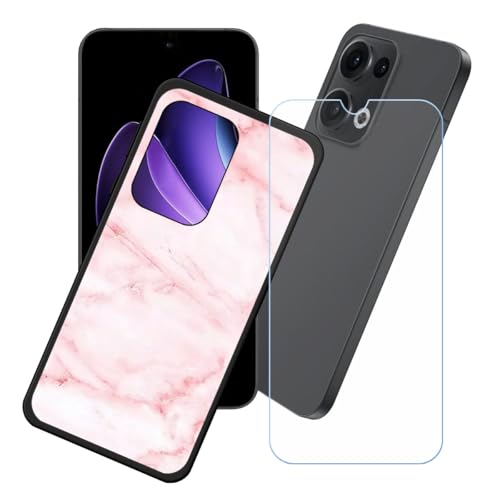 LCEHTOGYE Hülle für Oppo Reno13 + Gehärtetes Glas Film Schutzfolie,Schwarz Schutzhülle Weich Silikon HandYhülle TPU Case Cover für Oppo Reno13 (6,59")- LH16 von LCEHTOGYE