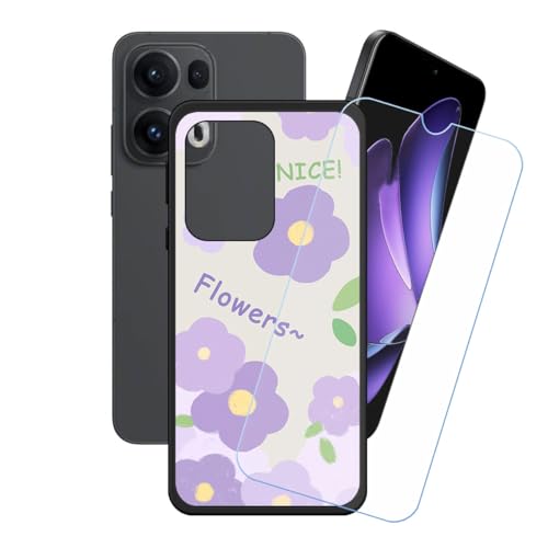 LCEHTOGYE Hülle für Oppo Reno13 Pro 4G + Gehärtetes Glas Film Schutzfolie,Schwarz Schutzhülle Weich Silikon HandYhülle TPU Case Cover für Oppo Reno13 Pro 4G (6,83")- LH92 von LCEHTOGYE