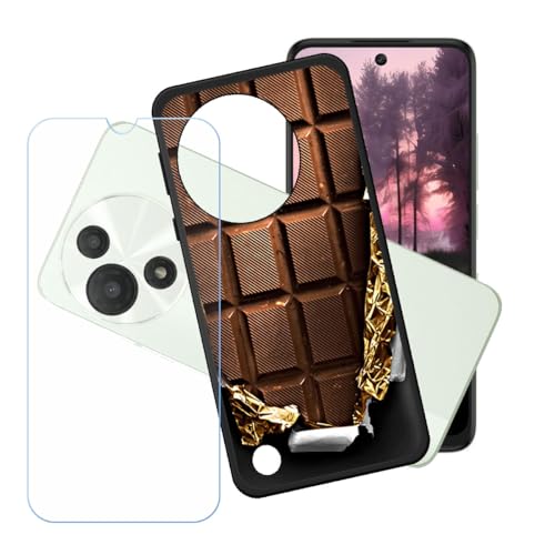 LCEHTOGYE Hülle für TCL 60 5G + Gehärtetes Glas Film Schutzfolie,Schwarz Schutzhülle Weich Silikon HandYhülle TPU Case Cover für TCL 60 5G (6,67")- LH1 von LCEHTOGYE