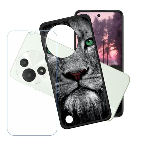 LCEHTOGYE Hülle für TCL 60 SE Nxtpaper 5G + Gehärtetes Glas Film Schutzfolie,Schwarz Schutzhülle Weich Silikon HandYhülle TPU Case Cover für TCL 60 SE Nxtpaper 5G (6,67")- LH40 von LCEHTOGYE