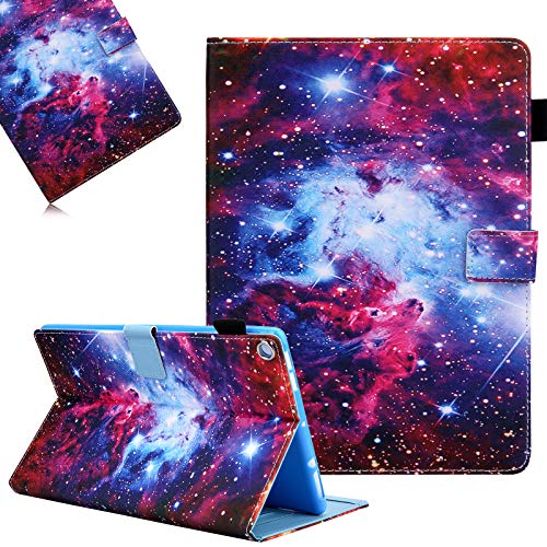 Hülle für Amazon Fire HD 10 Tablet (9. Generation 2019 & 7. Gen 2017), LCHDA Gemalt PU Ledertasche Leicht Smart Cover Folio Klapp Ständer Magnetisch Schutzhülle mit Auto Schlaf/Wachen - Universum von LCHDA