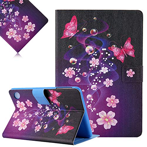 Hülle für Amazon Fire HD 8 2020 (10. Generation), LCHDA Gemalt PU Ledertasche Ultra Dünn Leicht Smart Cover Folio Klapp Ständer Magnetisch Schutzhülle mit Auto Schlaf/Wachen - Rosa Schmetterling von LCHDA