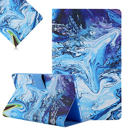 Hülle für Amazon Fire HD 8 Tablet 2018/2017 / 2016, LCHDA Gemalt PU Ledertasche Ultra Dünn Leicht Smart Cover Folio Klapp Ständer Magnetisch Schutzhülle mit Auto Schlaf/Wachen - Blau Marmor von LCHDA