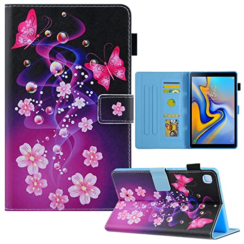 Hülle für Samsung Galaxy Tab A9 8.7" 2023 X110/X115/X117,LCHDA Gemalt PU Ledertasche Leicht Smart Cover Folio Klapp Ständer Magnetisch Schutzhülle mit Auto Schlaf/Wachen - Rosa Schmetterling von LCHDA