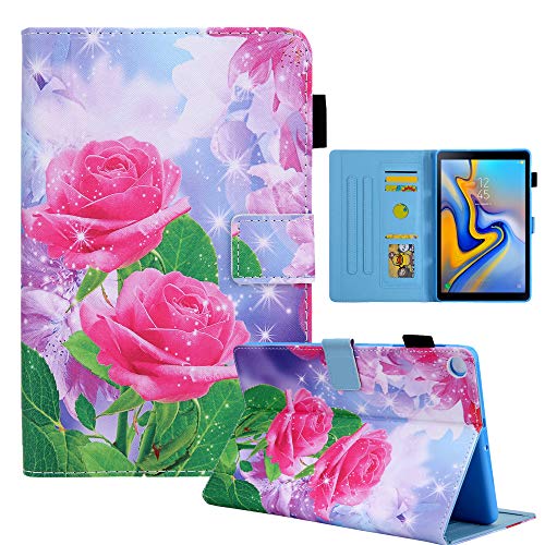 Hülle für Samsung Galaxy Tab A9 Plus 11" 2023 X210/X216B/X218U,LCHDA Gemalt PU Ledertasche Ultra Dünn Leicht Smart Cover Folio Klapp Ständer Magnetisch Schutzhülle mit Auto Schlaf/Wachen - Rot Rose von LCHDA