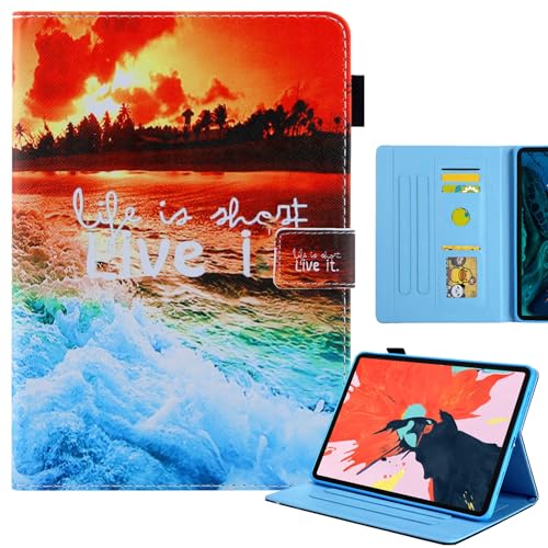 Hülle für iPad Air 11" 2024(M2),LCHDA Gemalt PU Ledertasche Leicht Smart Cover Folio Klapp Ständer Magnetisch Schutzhülle mit Auto Schlaf/Wachen - Sonnenuntergang von LCHDA