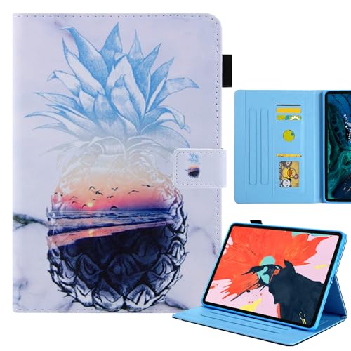 Hülle für iPad Air 11" 2024(M2),LCHDA Gemalt PU Ledertasche Ultra Dünn Leicht Smart Cover Folio Klapp Ständer Magnetisch Schutzhülle mit Auto Schlaf/Wachen - Ananas von LCHDA