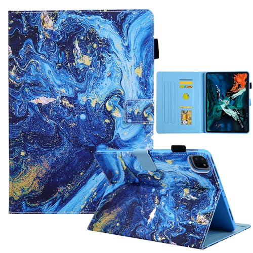 Hülle für iPad Pro 11" 2024(M4),LCHDA Gemalt PU Ledertasche Dünn Leicht Smart Cover Folio Klapp Ständer Magnetisch Schutzhülle mit Auto Schlaf/Wachen - Blau Galaxis von LCHDA
