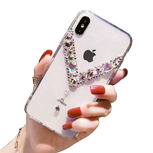 LCHDA Diamant Hülle für iPhone 12 / iPhone 12 Pro 6,1 Zoll, Glänzend Strass Bling Glitzer Juwel Funkeln Klar Kristall Steine Transparent Silikon Stoßstange Schutzhülle - V Diamant LCHDA Diamant Hülle für iPhone 12 / iPhone 12 Pro 6,1 Zoll, Glänzend Strass Bling Glitzer Juwel Funkeln Klar Kristall Steine Transparent Silikon Stoßstange Schutzhülle - V Diamant von LCHDA
