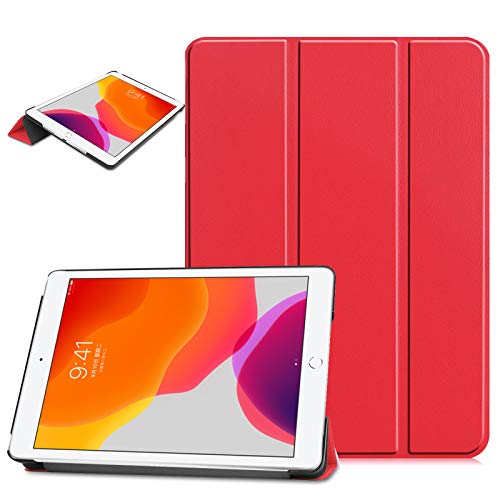 LCHDA Hülle für Neu iPad Air 4. Generation 10,9 Zoll 2020, Weich PU Ledertasche Ultra Dünn Smart Magnetisch [Unterstützt Apple Pencil Koppeln & Laden] Leicht Schutzhülle mit Auto Schlaf/Wachen - Rot von LCHDA