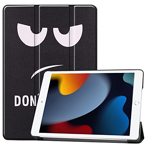 LCHDA Hülle für iPad 9. Generation 2021 (10,2 Zoll), Ultra Dünn Leicht Schön PU Ledertasche Smart Cover Magnetisch Dreifachfaltung Klapp Ständer Schutzhülle mit Auto Schlafen/Wachen - Don't Touch Me von LCHDA