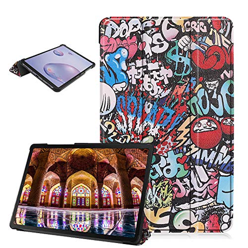 LCHDA Hülle für iPad Air 4. Generation 10,9 Zoll 2020, Schön Gemalte PU Ledertasche Smart Ultra Dünn Leicht Ständer Klapp Magnetisch Schutzhülle mit Auto Schlaf/Wachen - Graffiti von LCHDA