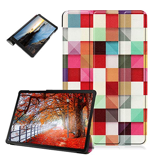 LCHDA Hülle für iPad Air 4. Generation 10,9 Zoll 2020, Schön PU Ledertasche Smart Ultra Dünn Leicht Ständer Klapp Magnetisch Schutzhülle mit Auto Schlaf/Wachen - Farbige Quadrate von LCHDA