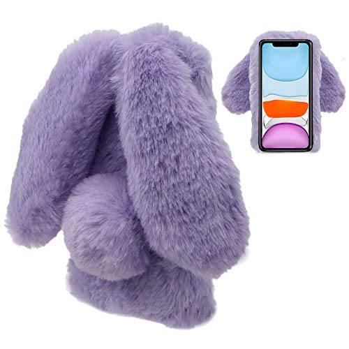 LCHDA Plüsch Hülle für iPhone 12 Mini 5,4" Flauschige Hasen Fell Künstliche Kaninchen Pelz Niedlich Hasenohren Mädchen Süße Handytasche Stoßfest Schützend TPU Silikonhülle - Lila LCHDA Plüsch Hülle für iPhone 12 Mini 5,4" Flauschige Hasen Fell Künstliche Kaninchen Pelz Niedlich Hasenohren Mädchen Süße Handytasche Stoßfest Schützend TPU Silikonhülle - Lila von LCHDA