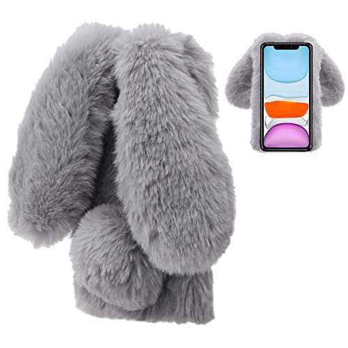 LCHDA Plüsch Hülle für iPhone 12 Pro Max 6,7" Flauschige Hasen Fell Künstliche Kaninchen Pelz Niedlich Hasenohren Mädchen Süße Handytasche Stoßfest Schützend TPU Silikonhülle - Grau LCHDA Plüsch Hülle für iPhone 12 Pro Max 6,7" Flauschige Hasen Fell Künstliche Kaninchen Pelz Niedlich Hasenohren Mädchen Süße Handytasche Stoßfest Schützend TPU Silikonhülle - Grau von LCHDA