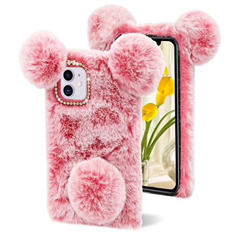 LCHDA Plüsch Hülle für iPhone 12 Pro Max 6,7 Zoll, Schön 3D Panda Ohren Pelziger Haarball Fuzzy Weiches Kunstfell Warm Flauschige Pelz Niedlich Handytasche Stoßfest TPU-Silikon Schutzhülle - Pink LCHDA Plüsch Hülle für iPhone 12 Pro Max 6,7 Zoll, Schön 3D Panda Ohren Pelziger Haarball Fuzzy Weiches Kunstfell Warm Flauschige Pelz Niedlich Handytasche Stoßfest TPU-Silikon Schutzhülle - Pink von LCHDA