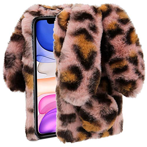 LCHDA Plüsch Hülle für iPhone 14 6.1 inch Flauschige Hasen Fell Künstliche Kaninchen Pelz Niedlich Hasenohren Mädchen Süße Handytasche Stoßfest Schützend TPU Silikonhülle - Leopard Rosa LCHDA Plüsch Hülle für iPhone 14 6.1 inch Flauschige Hasen Fell Künstliche Kaninchen Pelz Niedlich Hasenohren Mädchen Süße Handytasche Stoßfest Schützend TPU Silikonhülle - Leopard Rosa von LCHDA