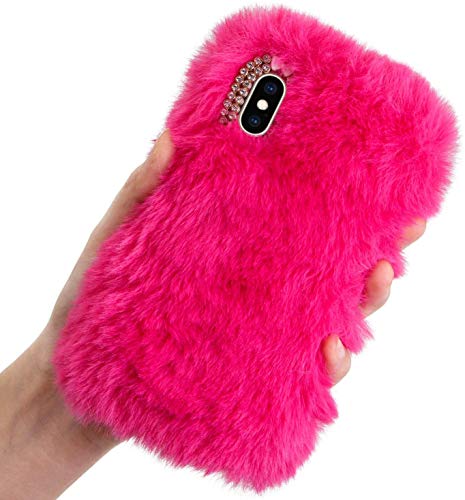 LCHDA Plüsch Hülle für iPhone 15 Plus 6.7" Flauschige Hasen Fell Handyhülle Mädchen Süße Winter Warm Weich Kaninchen Pelz Niedlich Hase Handytasche Schützend TPU Silikonhülle - Rose Rot LCHDA Plüsch Hülle für iPhone 15 Plus 6.7" Flauschige Hasen Fell Handyhülle Mädchen Süße Winter Warm Weich Kaninchen Pelz Niedlich Hase Handytasche Schützend TPU Silikonhülle - Rose Rot von LCHDA