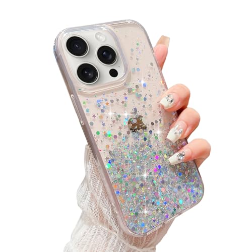 LCHULLE Glitzer Hülle Kompatibel mit iPhone 13 Pro Max(6.1 Zoll) Handyhülle Mädchen Schuzhülle Glitzer klar TPU Bumper Silikon Hülle Handyhülle Tasche Case Cover für iPhone 13 Pro Max Transparent von LCHULLE