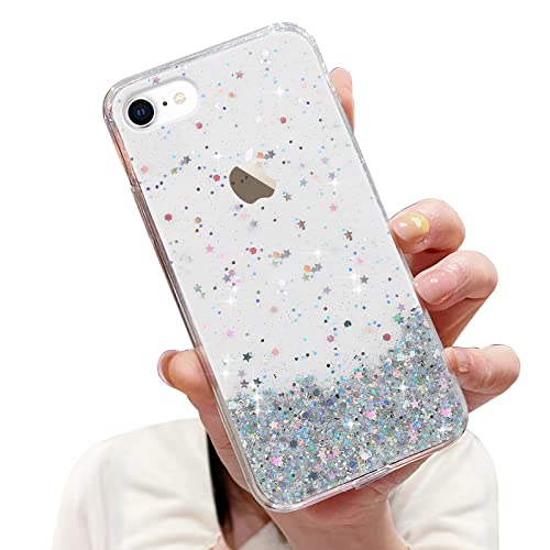 LCHULLE Glitzer Hülle Kompatibel mit iPhone SE 2022 Handyhülle,iPhone 7/8/SE 2020(4.7 Zoll) Hülle Mädchen Schuzhülle Glitzer klar Handyhülle Silikon Case für iPhone 7/8/SE2020/SE2022 Transparent von LCHULLE