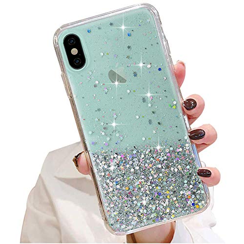 LCHULLE Glitzer Hülle Kompatibel mit iPhone Xr(6.1 Zoll) Handyhülle Mädchen Schuzhülle Glitzer klar TPU Bumper Silikon Hülle Handyhülle Tasche Case Cover für iPhone Xr Grün von LCHULLE