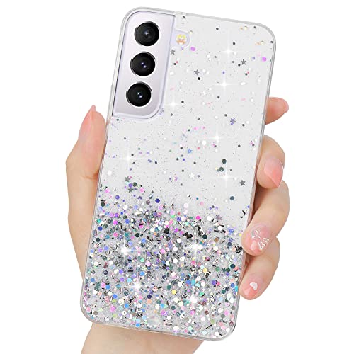 LCHULLE Handyhülle Kompatibel mit Samsung Galaxy S22 5G(6.1 Zoll) Hülle Glitzer Transparent Silikon Case Bumper Glänzend Mädchen Schutzhülle für Samsung S22 5G Transparent von LCHULLE