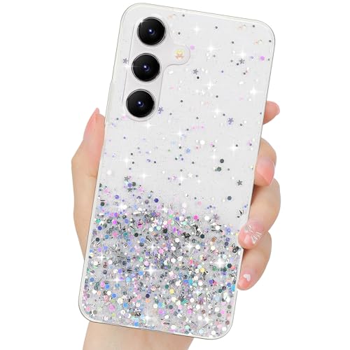 LCHULLE Handyhülle Kompatibel mit Samsung Galaxy S24 5G Hülle Glitzer Transparent Silikon Case Bumper Glänzend Mädchen Schutzhülle für Samsung S24 5G Transparent von LCHULLE