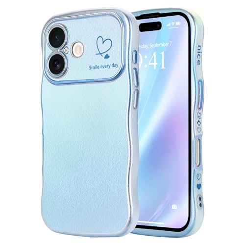 LCHULLE Kompatibel mit iPhone 16 Plus Hülle Liebesherz Mädchen Handyhülle Wellen Lockige Form mit erhoben Kameraschutz Luxus Galvanisierte Schutzhülle Girls Case für iPhone 16 Plus Buntes Blau LCHULLE Kompatibel mit iPhone 16 Plus Hülle Liebesherz Mädchen Handyhülle Wellen Lockige Form mit erhoben Kameraschutz Luxus Galvanisierte Schutzhülle Girls Case für iPhone 16 Plus Buntes Blau von LCHULLE