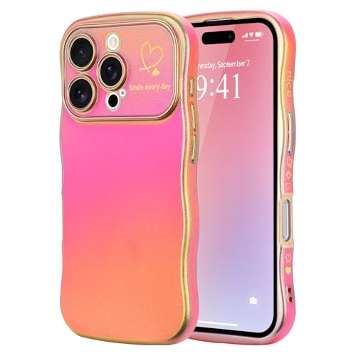 LCHULLE Kompatibel mit iPhone 16 Pro Hülle Liebesherz Mädchen Handyhülle Wellen Lockige Form mit erhoben Kameraschutz Luxus Galvanisierte Schutzhülle Girls Case für iPhone 16 Pro Buntes Rosarot LCHULLE Kompatibel mit iPhone 16 Pro Hülle Liebesherz Mädchen Handyhülle Wellen Lockige Form mit erhoben Kameraschutz Luxus Galvanisierte Schutzhülle Girls Case für iPhone 16 Pro Buntes Rosarot von LCHULLE