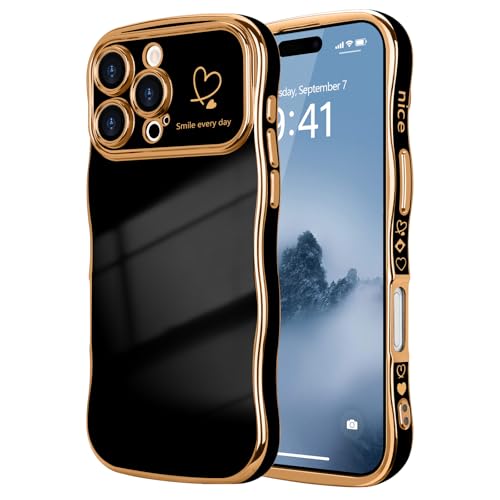 LCHULLE Kompatibel mit iPhone 16 Pro Hülle Liebesherz Mädchen Handyhülle Wellen Lockige Form mit erhoben Kameraschutz Luxus Galvanisierte Schutzhülle Girls Case für iPhone 16 Pro Schwarz LCHULLE Kompatibel mit iPhone 16 Pro Hülle Liebesherz Mädchen Handyhülle Wellen Lockige Form mit erhoben Kameraschutz Luxus Galvanisierte Schutzhülle Girls Case für iPhone 16 Pro Schwarz von LCHULLE