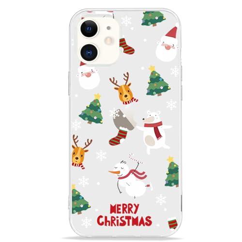 LCHULLE Weihnachten Kompatibel mit iPhone 12 Hülle, iPhone 12 Pro(6.1 Zoll) Handyhülle Weihnachten Transparent Silikonhülle Christmas Case Cover Durchsichtig Schutzhülle für iPhone 12/iPhone 12 Pro von LCHULLE