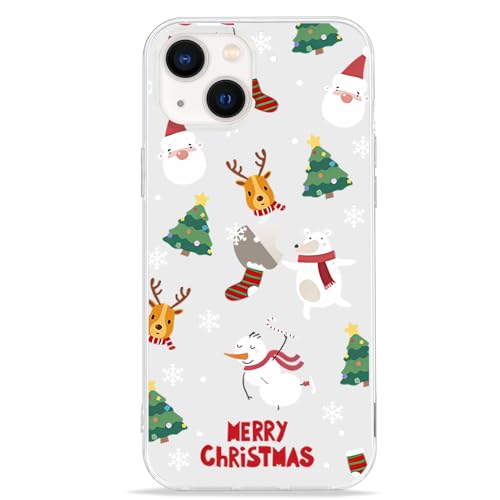 LCHULLE Weihnachten Kompatibel mit iPhone 13 Hülle, iPhone 14(6.1 Zoll) Handyhülle Weihnachten Transparent Silikonhülle Christmas Case Cover Durchsichtig Schutzhülle für iPhone 13/iPhone 14 von LCHULLE