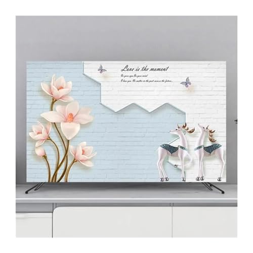 LCKKJHG Monitorabdeckung, TV-Abdeckung, Schutz, Staubschutz, Haushalt, hängende TV-Staubabdeckung, Zuhause, universelle Blumendekoration, einfach (A,55 Zoll 130 x 80 cm) von LCKKJHG