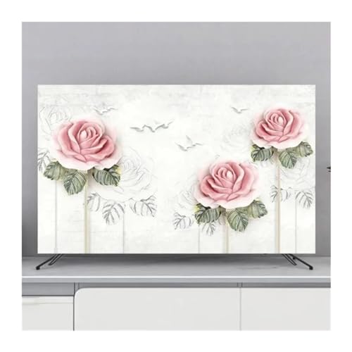 LCKKJHG Monitorabdeckung, TV-Abdeckung, Schutz, Staubschutz, Haushalt, hängende TV-Staubabdeckung, Zuhause, universelle Blumendekoration, einfach (H,58-60 Zoll, 140 x 85 cm) von LCKKJHG