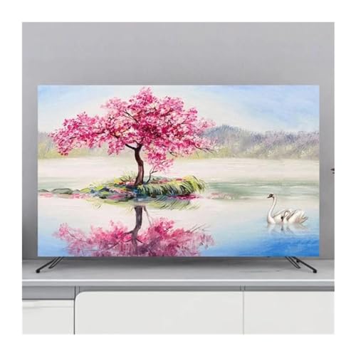 LCKKJHG Monitorabdeckung, TV-Abdeckung, Schutz, Staubschutz, Haushalt, hängende TV-Staubabdeckung, Zuhause, universelle Blumendekoration, einfach (I, 130 x 80 cm) von LCKKJHG