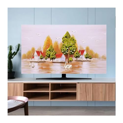LCKKJHG Monitorabdeckung, TV-Abdeckung, Staubschutz, Stoff, 81,3 - 178,8 cm, hochwertig, für den Haushalt, zum Aufhängen, Schreibtisch, gebogen, universell (14,5 x 48 Zoll, 110 x 65 cm) von LCKKJHG