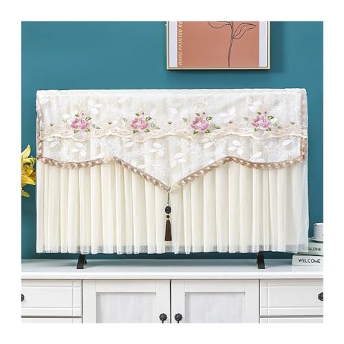 LCKKJHG Monitorabdeckung, TV-Haube, staubdichte Abdeckung, Handtuch, Haushalt, zum Aufhängen, TV-Universal-Abdeckung, Staubschutz für abnehmbare TV-Abdeckung, Beige, 81,3 cm (32 Zoll) von LCKKJHG